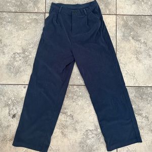 blue wide leg corduroy pants